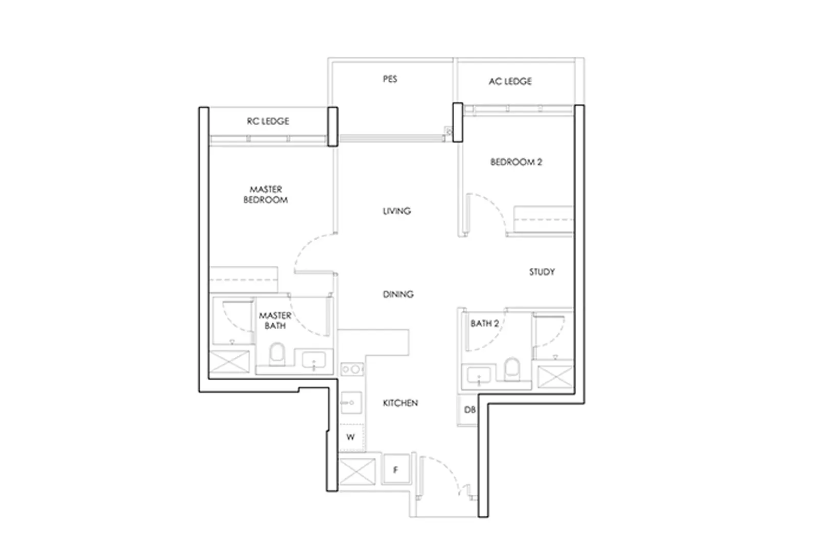 Lentor Gardens Residences 2 Bedroom Floor Plan Layout